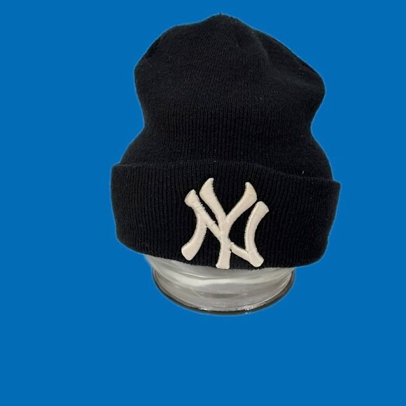 NEW YORK KIDS black Knit Cap Hat Lid Beanie Warm fancy embroidered white NY - Picture 2 of 7